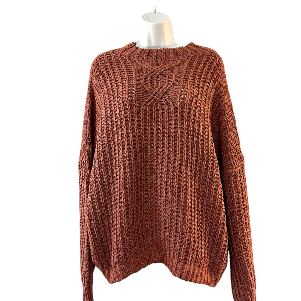 Pink Chunky Knit Crew Neck Sweater